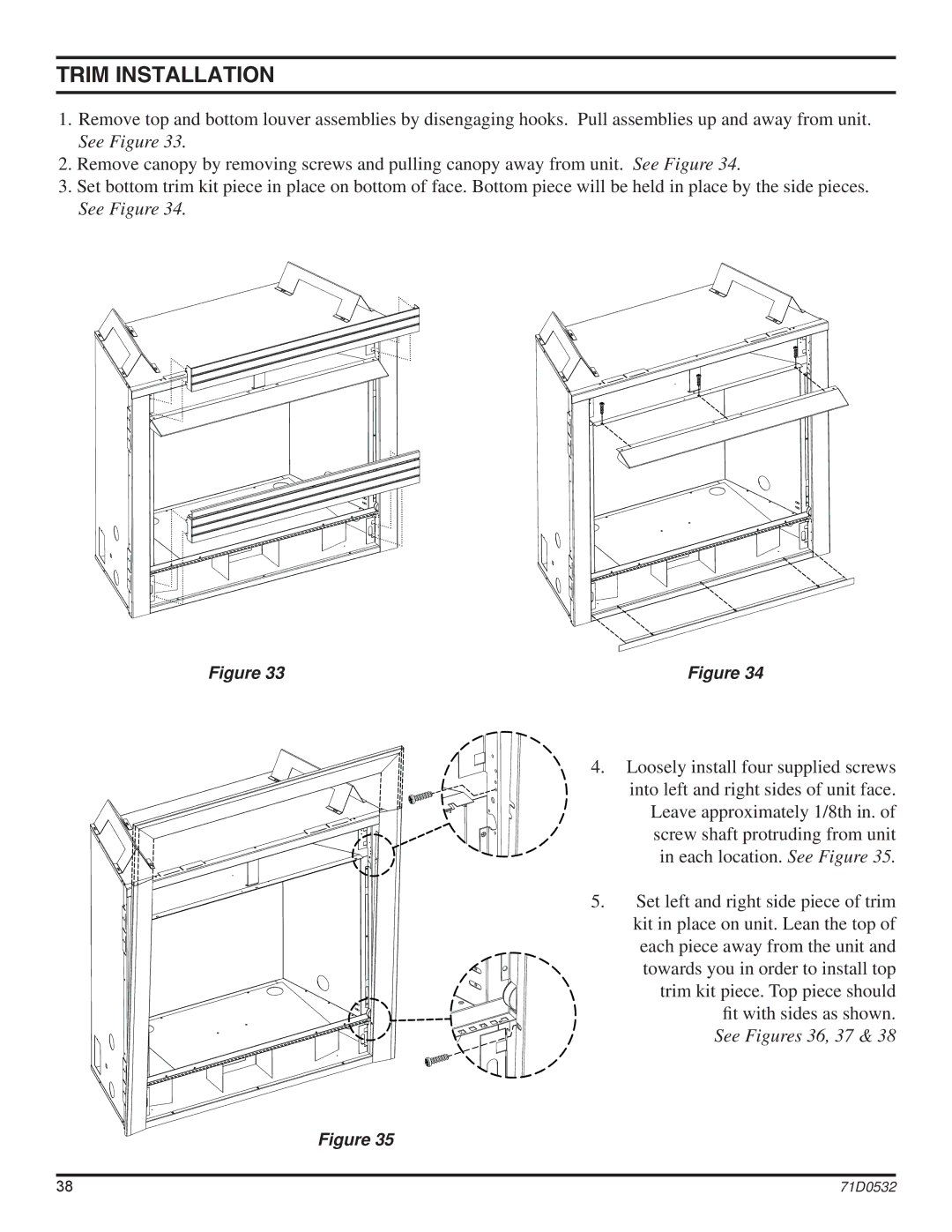 Monessen Hearth DFS32NVC, DFS36NVC, DFS42NVC, DFS32PVC, DFS42PVC, DFS36PVC manual Trim Installation 