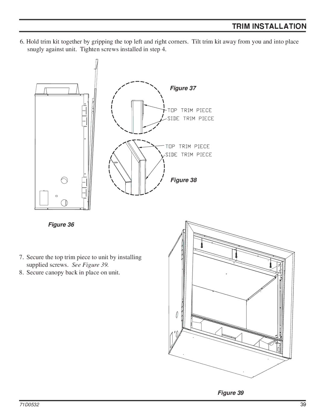 Monessen Hearth DFS32PVC, DFS36NVC, DFS42NVC, DFS32NVC, DFS42PVC, DFS36PVC manual Trim Installation 