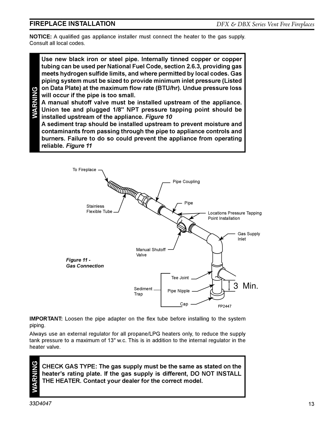 Monessen Hearth DFX24C operating instructions Min 