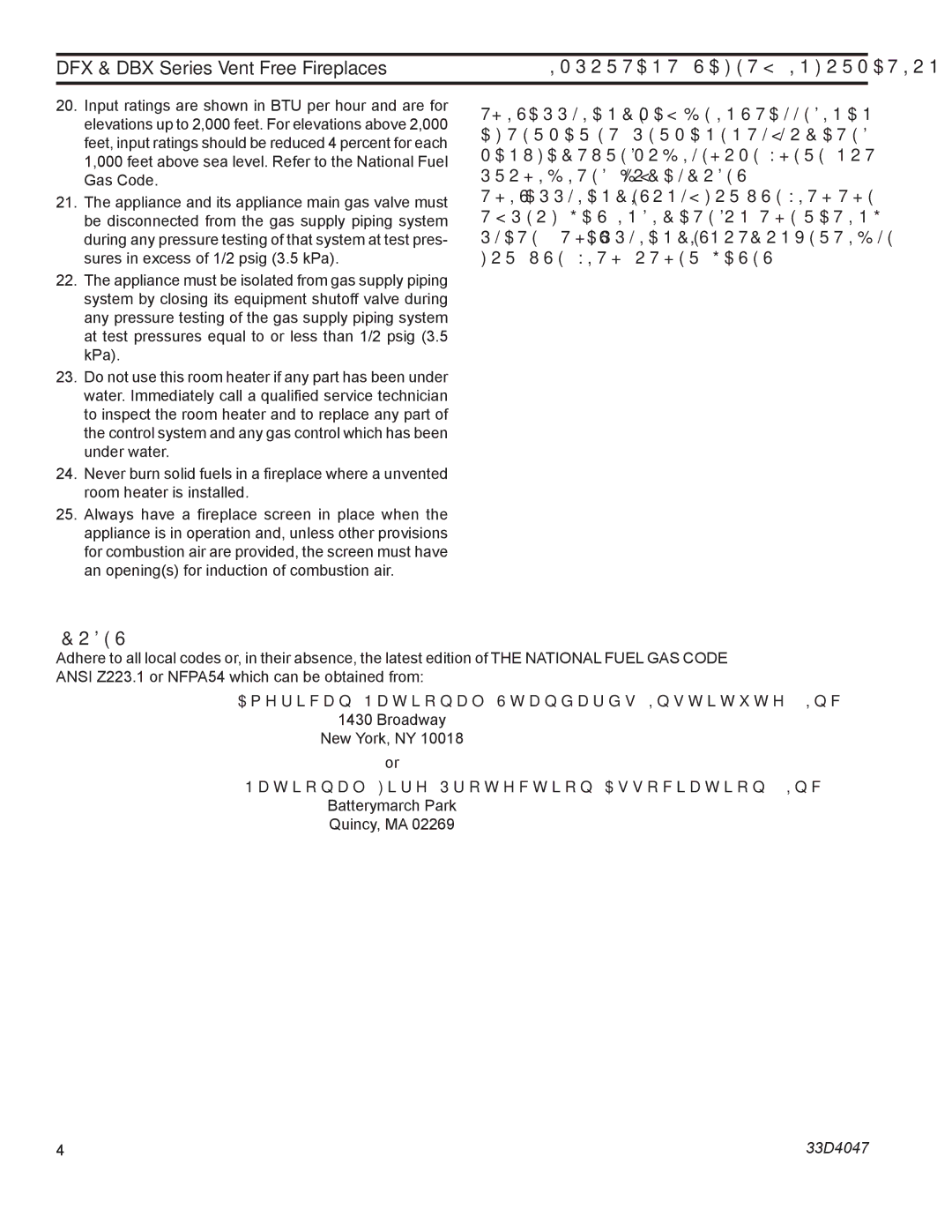 Monessen Hearth DFX24C operating instructions Codes, Important Safety Information 