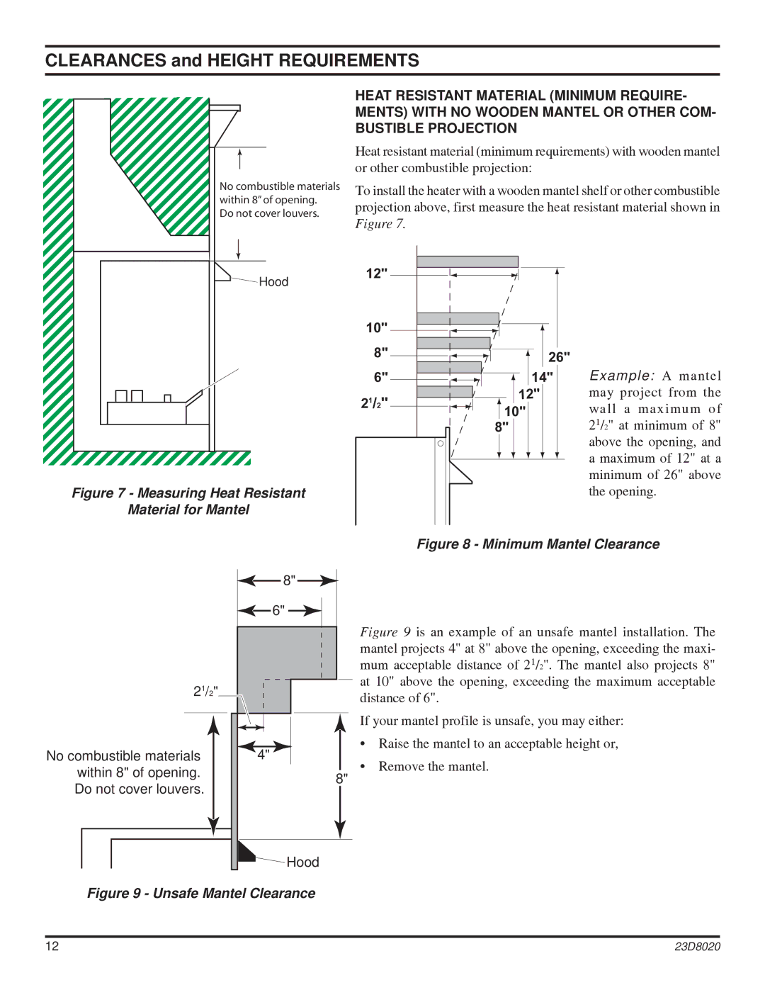 Monessen Hearth DIS33G manual Clearances and Height Requirements 