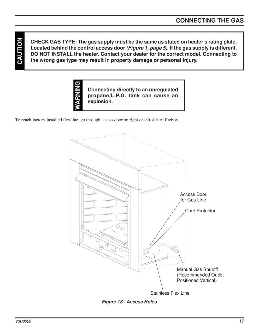 Monessen Hearth DIS33G manual Access Holes 