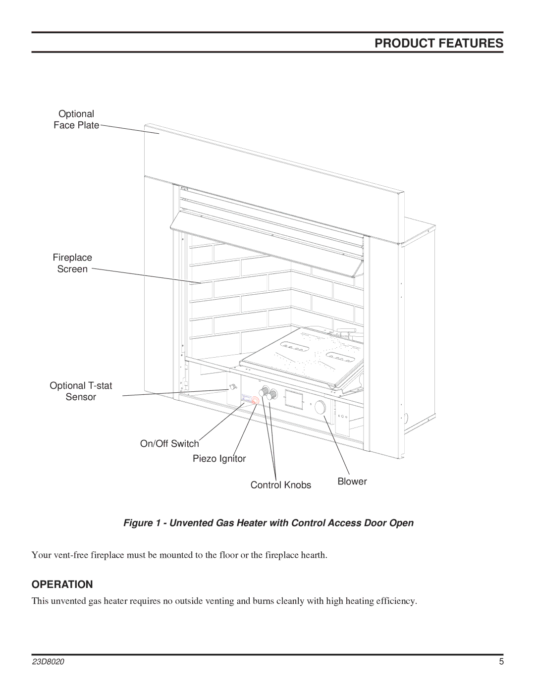 Monessen Hearth DIS33G manual Product Features, Operation 