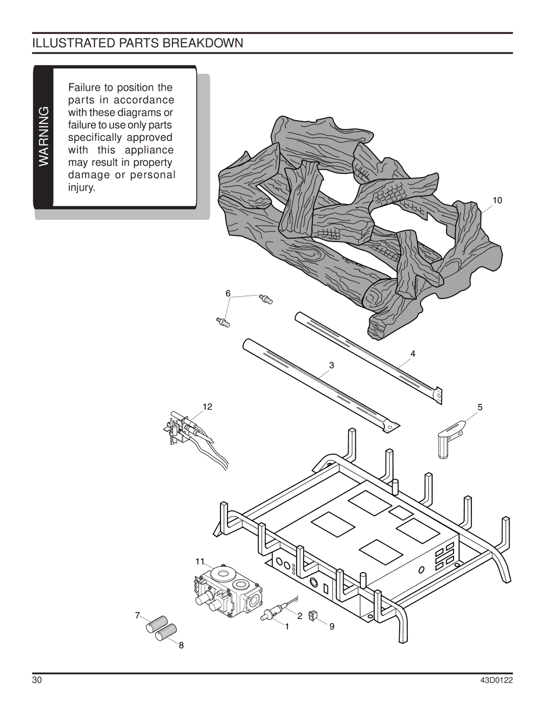 Monessen Hearth dst30 operating instructions Illustrated Parts Breakdown 