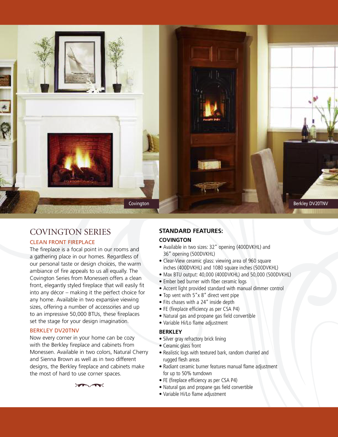 Monessen Hearth DV20TNV manual Covington Series 