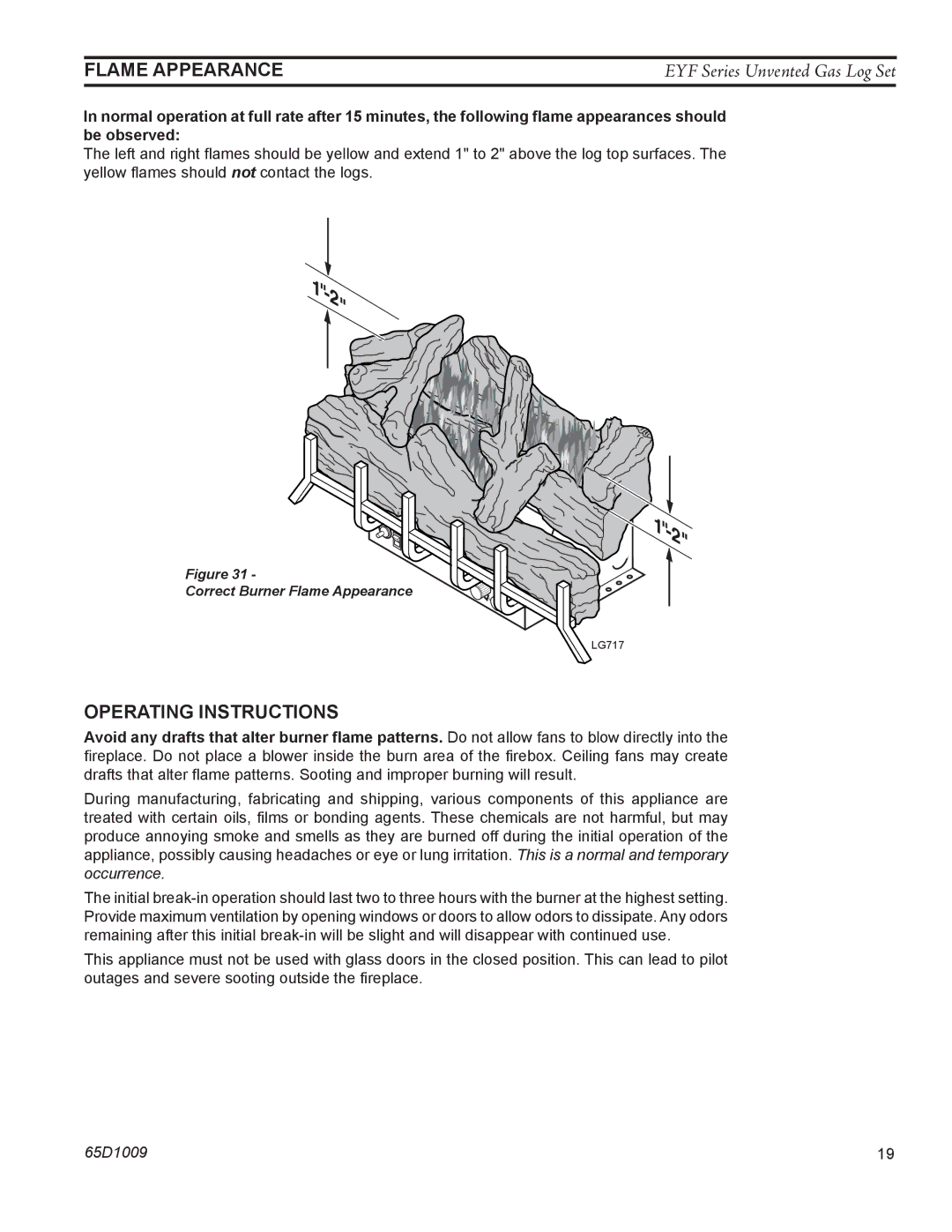 Monessen Hearth EYF18, EYF24 manual Operating Instructions 