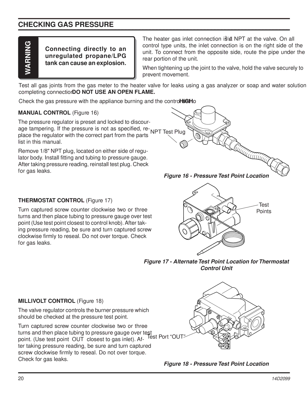 Monessen Hearth GLX28, GLX24, GLX18, DLX18, DLX28 operating instructions Checking GAS Pressure, Manual Control Figure 