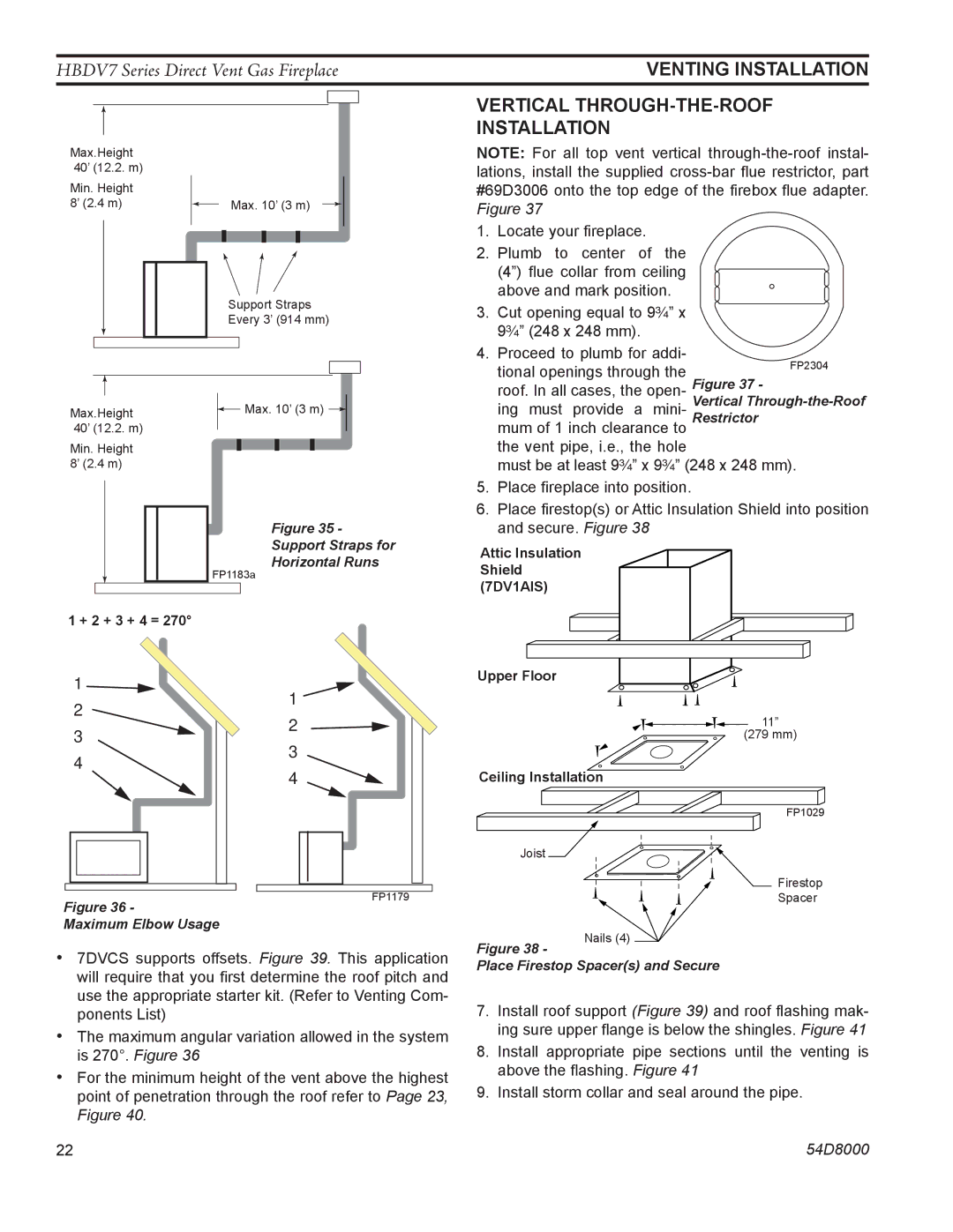 Monessen Hearth HBDV400N/PV7, HBDV300N/PV7, HBDV400N/PSC7, HBDV300N/PSC7 manual Vertical THROUGH-THE-ROOF Installation 