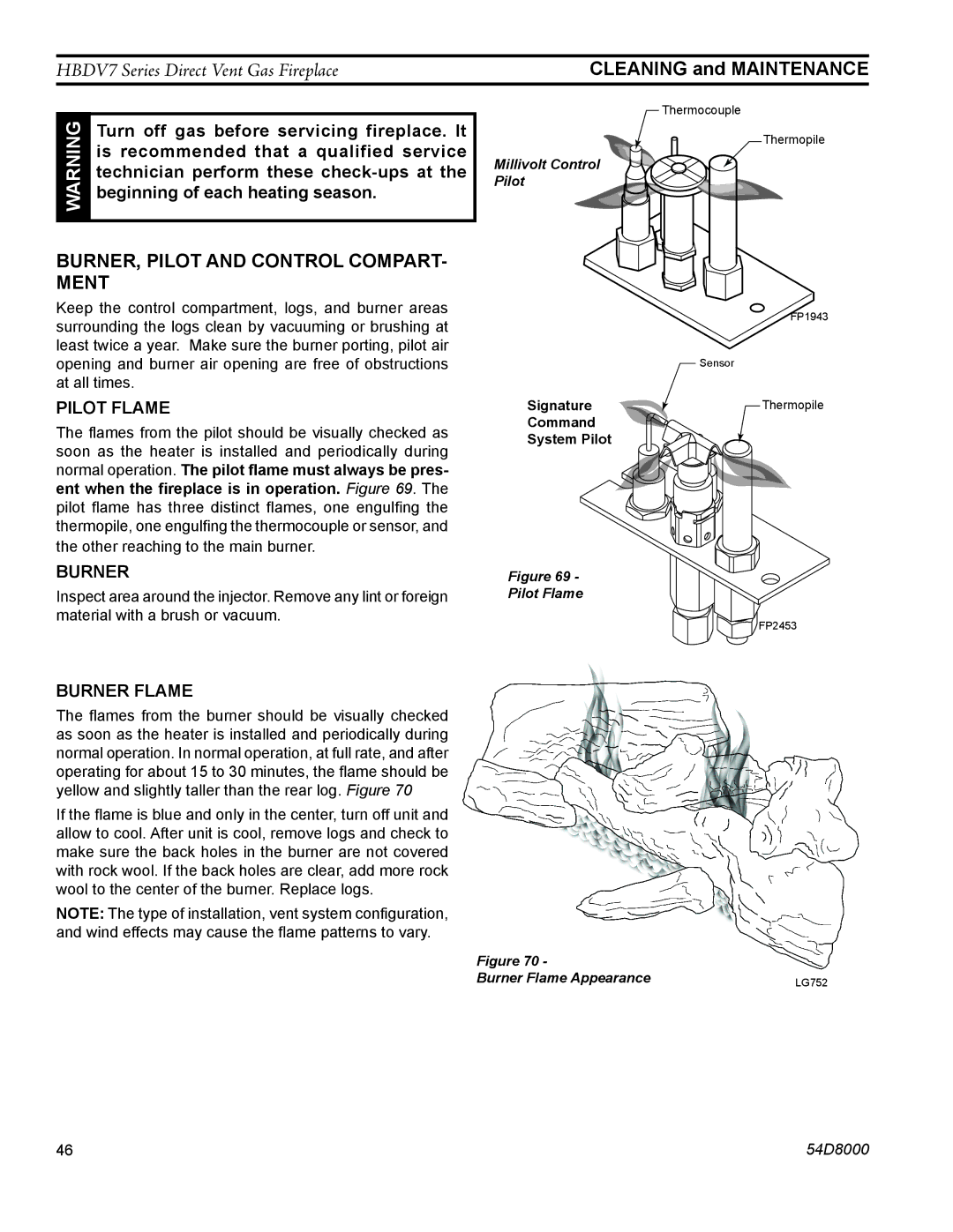 Monessen Hearth HBDV400N/PV7, HBDV300N/PV7, HBDV400N/PSC7, HBDV300N/PSC7 manual Burner, Pilot and Control Compart- ment 