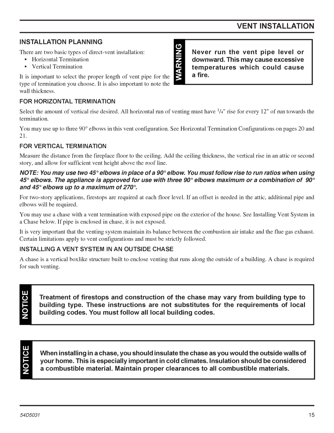 Monessen Hearth HBDV300, HBDV400 manual Installation Planning, For Horizontal Termination, For Vertical Termination 