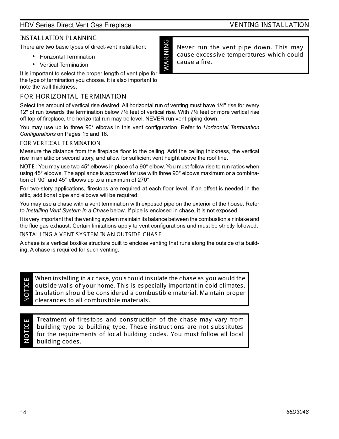 Monessen Hearth HDV500NV/PV manual For horizontal termination, Installation planning 