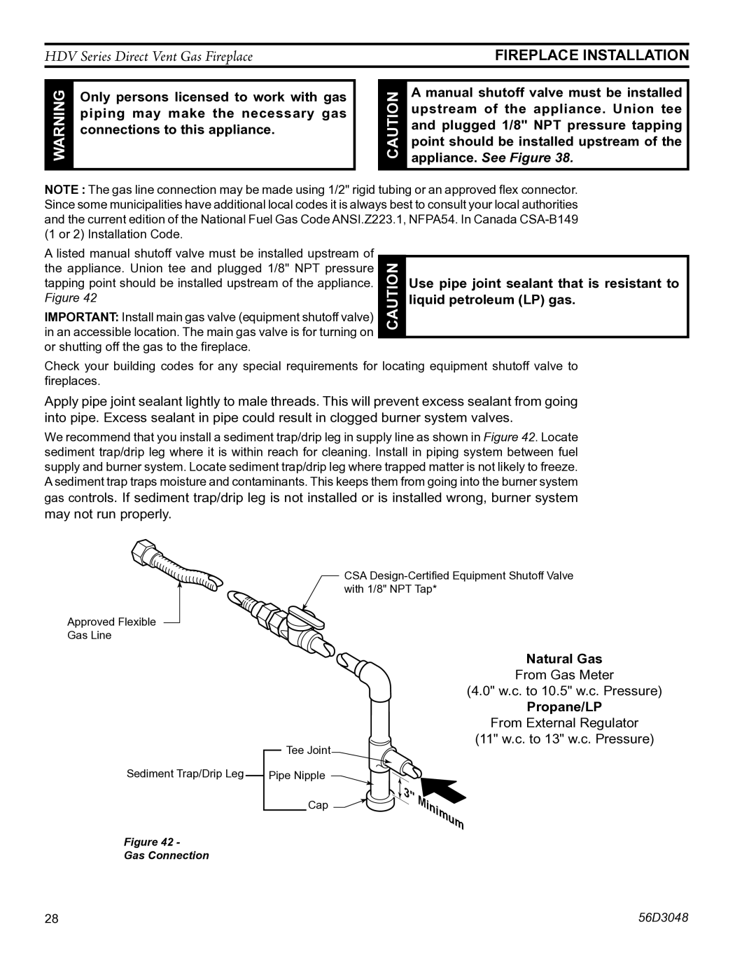 Monessen Hearth HDV500NV/PV manual Natural Gas, Propane/LP 