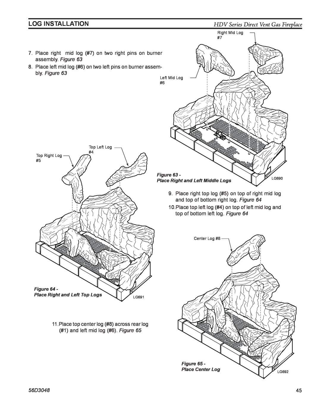 Monessen Hearth HDV500NV/PV manual Log Installation, HDV Series Direct Vent Gas Fireplace 