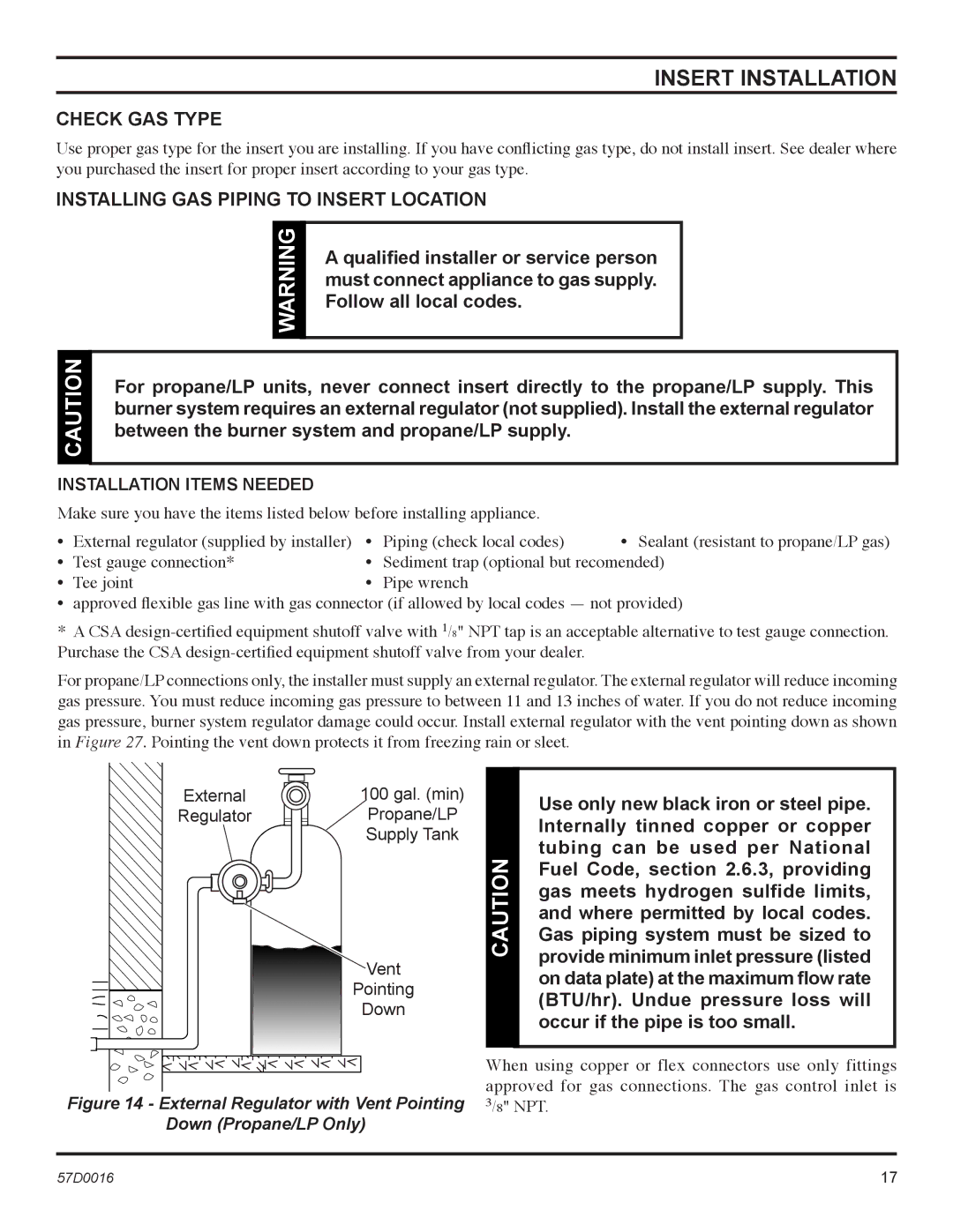 Monessen Hearth IDV490PVC, IDV490NVC manual Insert Installation, Check GAS Type, Installing GAS Piping to Insert Location 