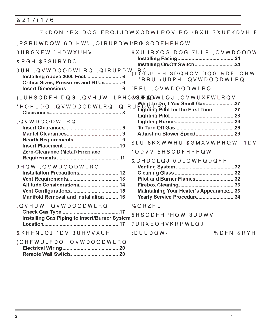 Monessen Hearth IDV380NVC, IDV490NVC, IDV490PVC, IDV380PVC manual Contents 