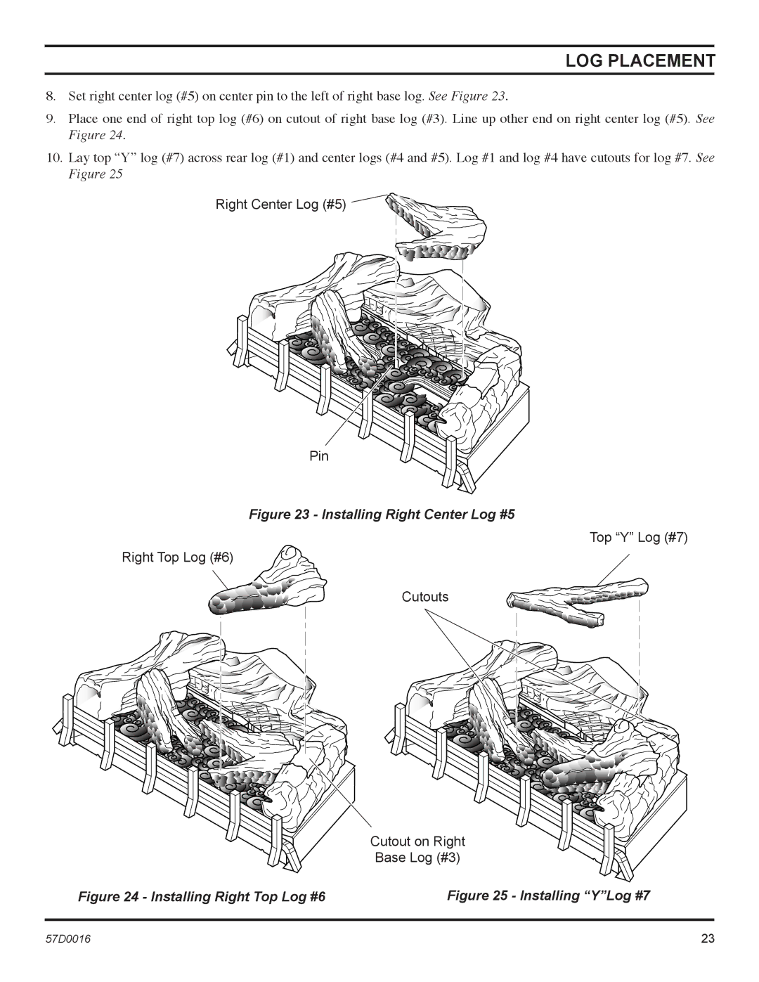 Monessen Hearth IDV380PVC, IDV490NVC, IDV490PVC, IDV380NVC manual Installing Right Center Log #5 