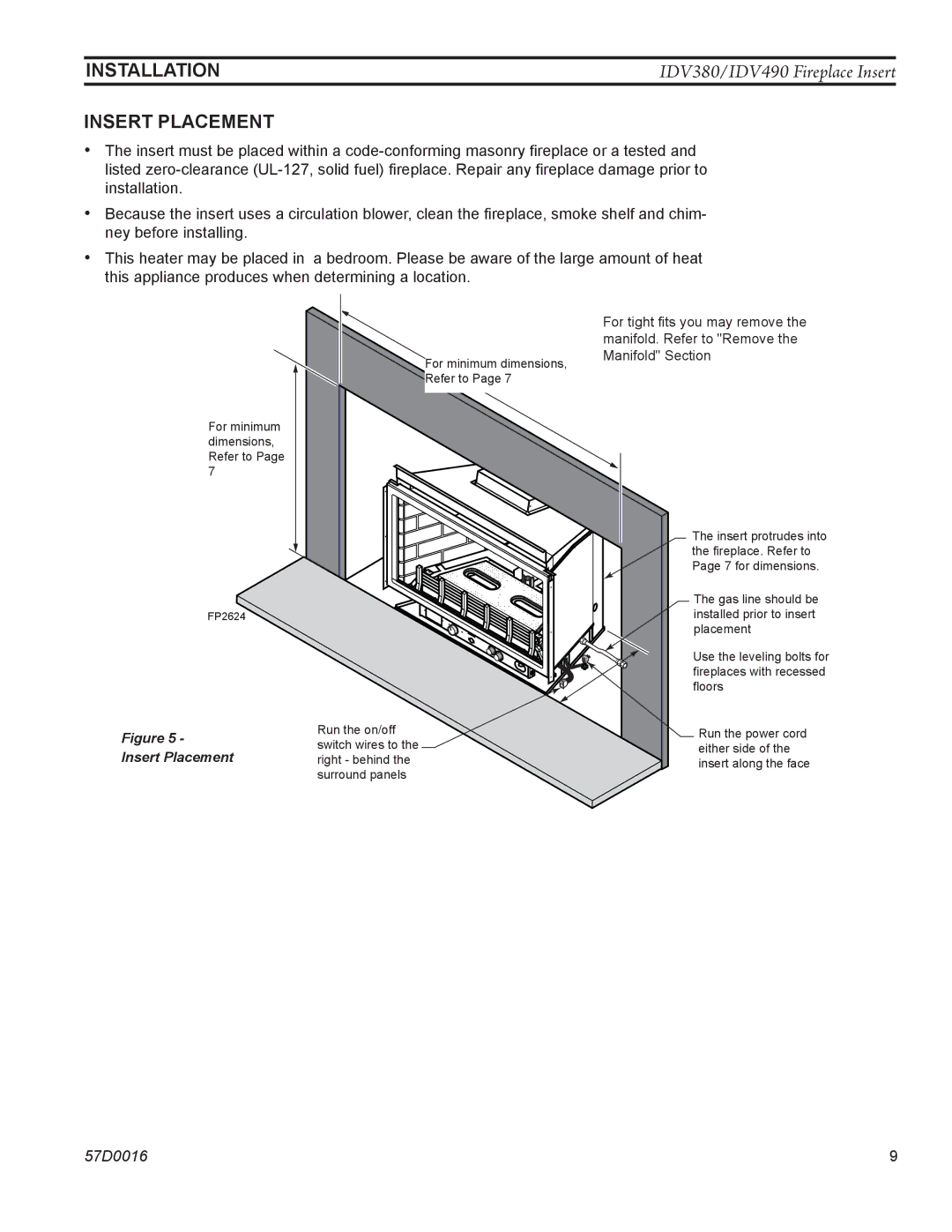 Monessen Hearth IDV490PVC, IDV490NVC, IDV380NVC, IDV380PVC manual Installation, Insert Placement 