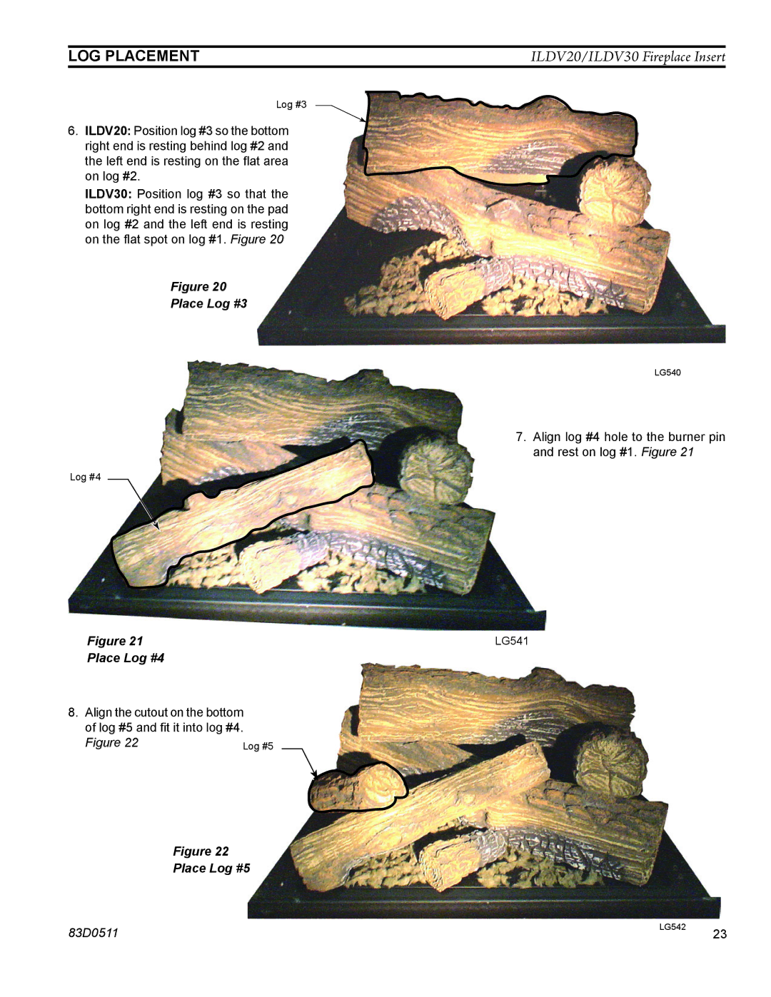 Monessen Hearth ILDV20PV, ILDV20NV, ILDV30NV manual Place Log #5 