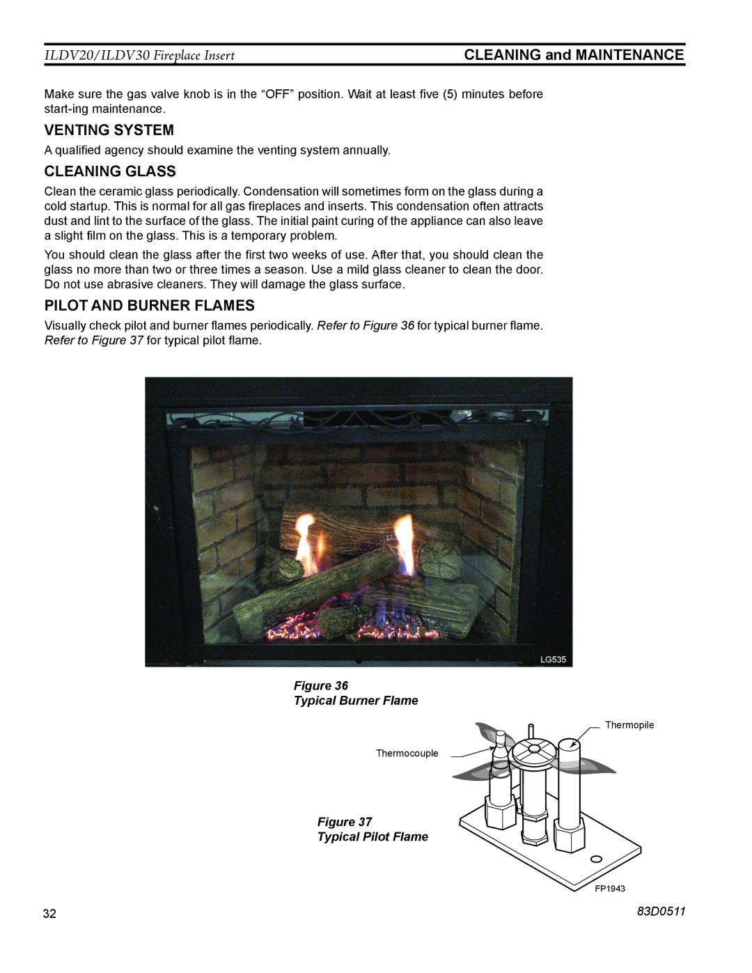 Monessen Hearth ILDV20PV, ILDV20NV, ILDV30NV manual Cleaning and Maintenance, Cleaning glass 