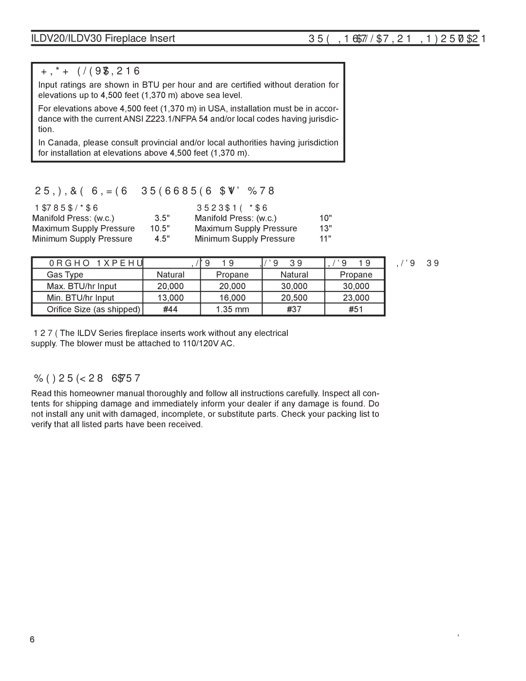 Monessen Hearth ILDV20NV, ILDV30NV, ILDV20PV manual High Elevations, Orifice SIZES, Pressures and BTUs, Before You Start 