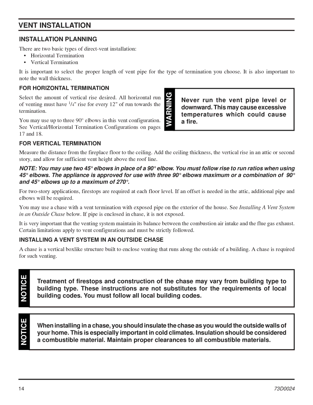 Monessen Hearth KHLDV SERIES manual Installation Planning, For Horizontal Termination, For Vertical Termination 