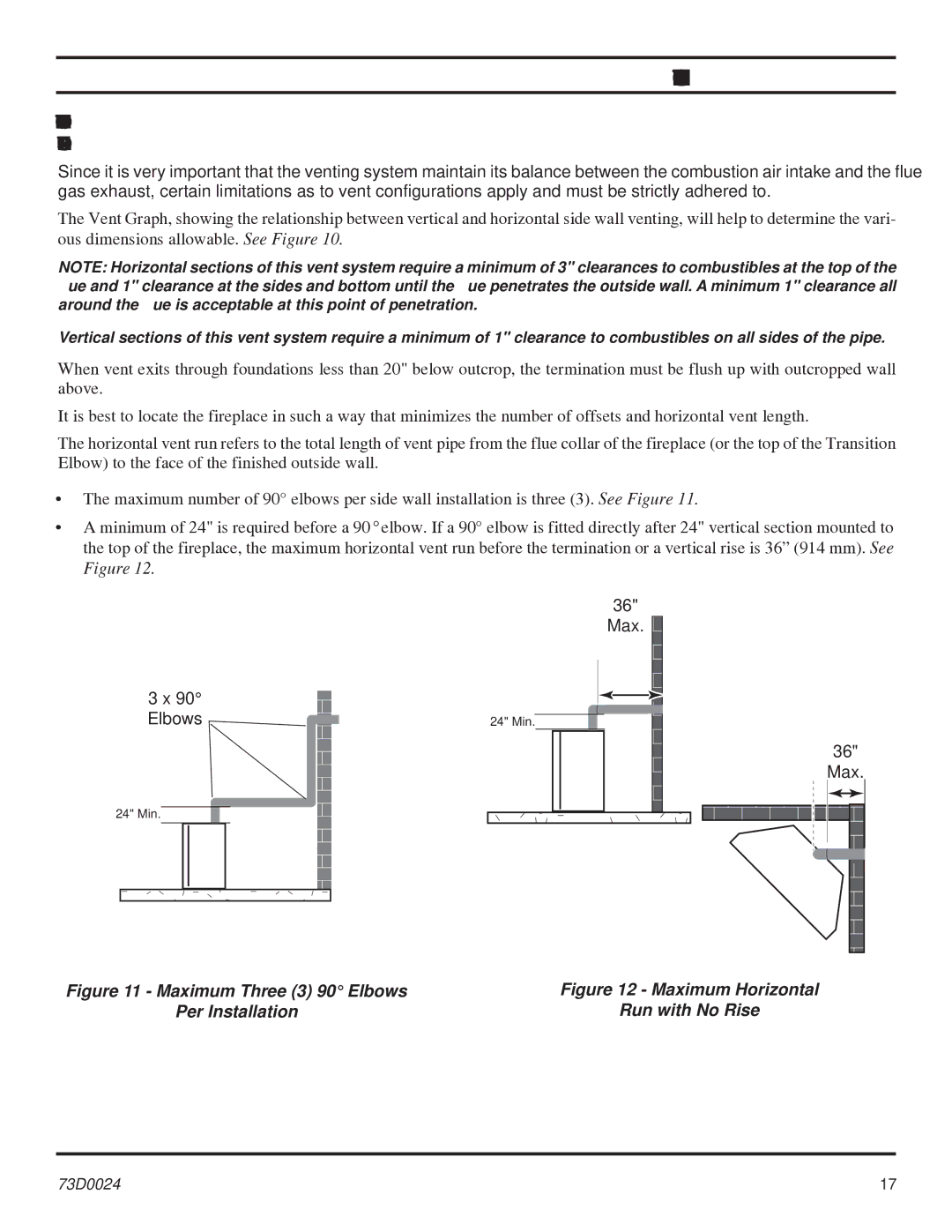 Monessen Hearth KHLDV SERIES manual VERTICAL/HORIZONTAL Termination Configurations, Maximum Three 3 90 Elbows 