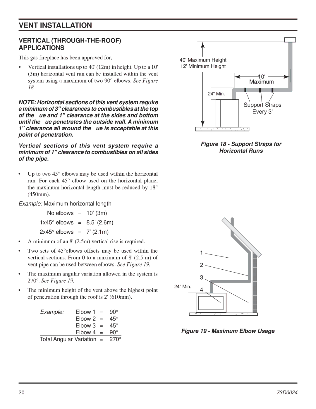 Monessen Hearth KHLDV SERIES manual Vertical THROUGH-THE-ROOF Applications, Support Straps for Horizontal Runs 