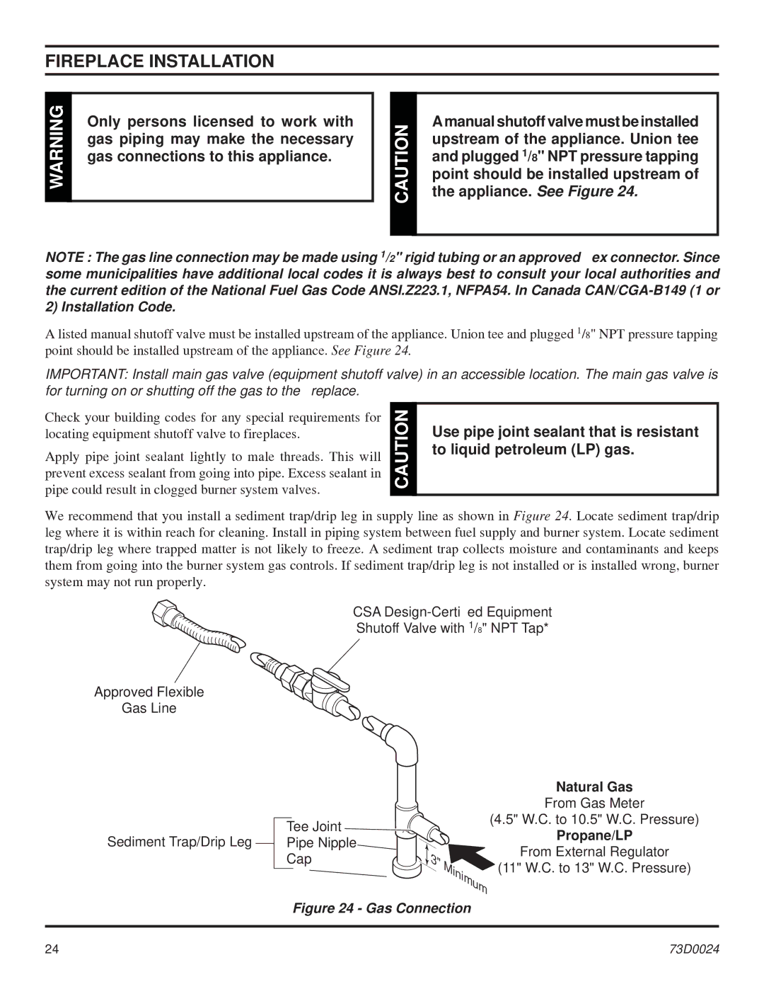 Monessen Hearth KHLDV SERIES manual Only persons licensed to work with, Gas piping may make the necessary 