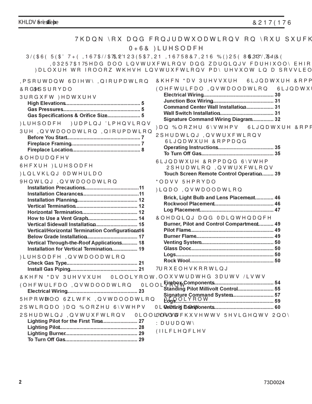 Monessen Hearth KHLDV500 Operating Instructions Signature Command, Signature Command System Operation Instructions 