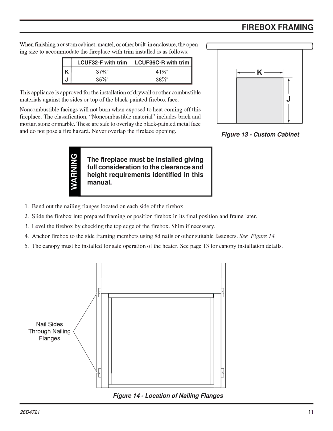 Monessen Hearth LCUF32-F dimensions Custom Cabinet 