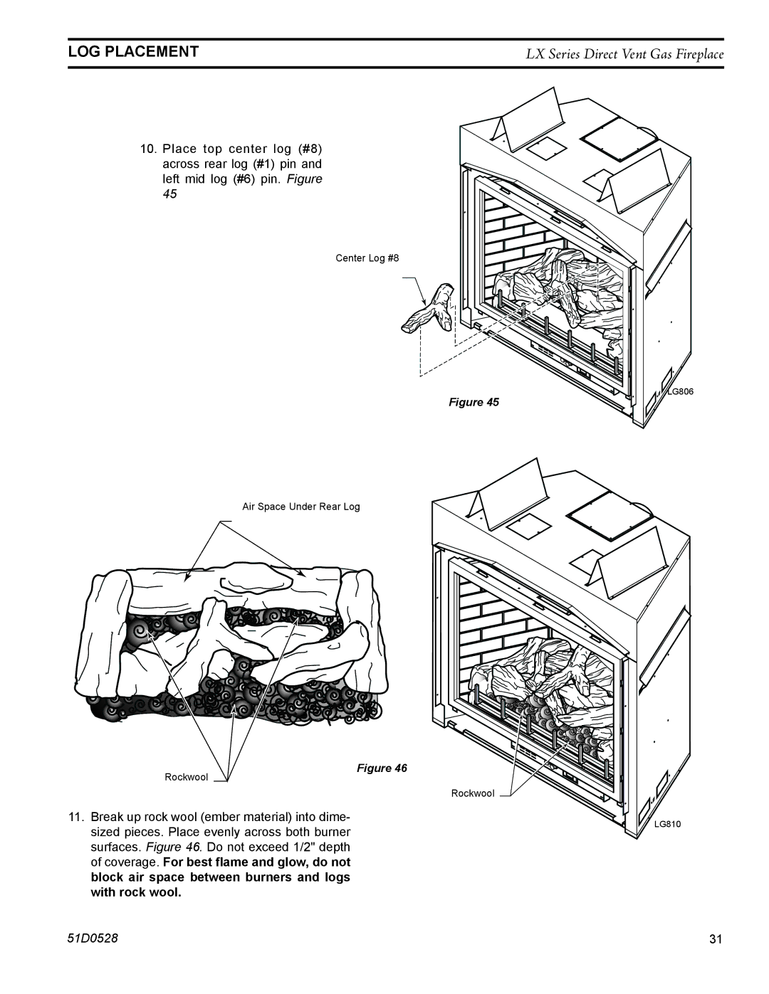 Monessen Hearth LX32DV, LX36DV operating instructions Center Log #8 Air Space Under Rear Log 