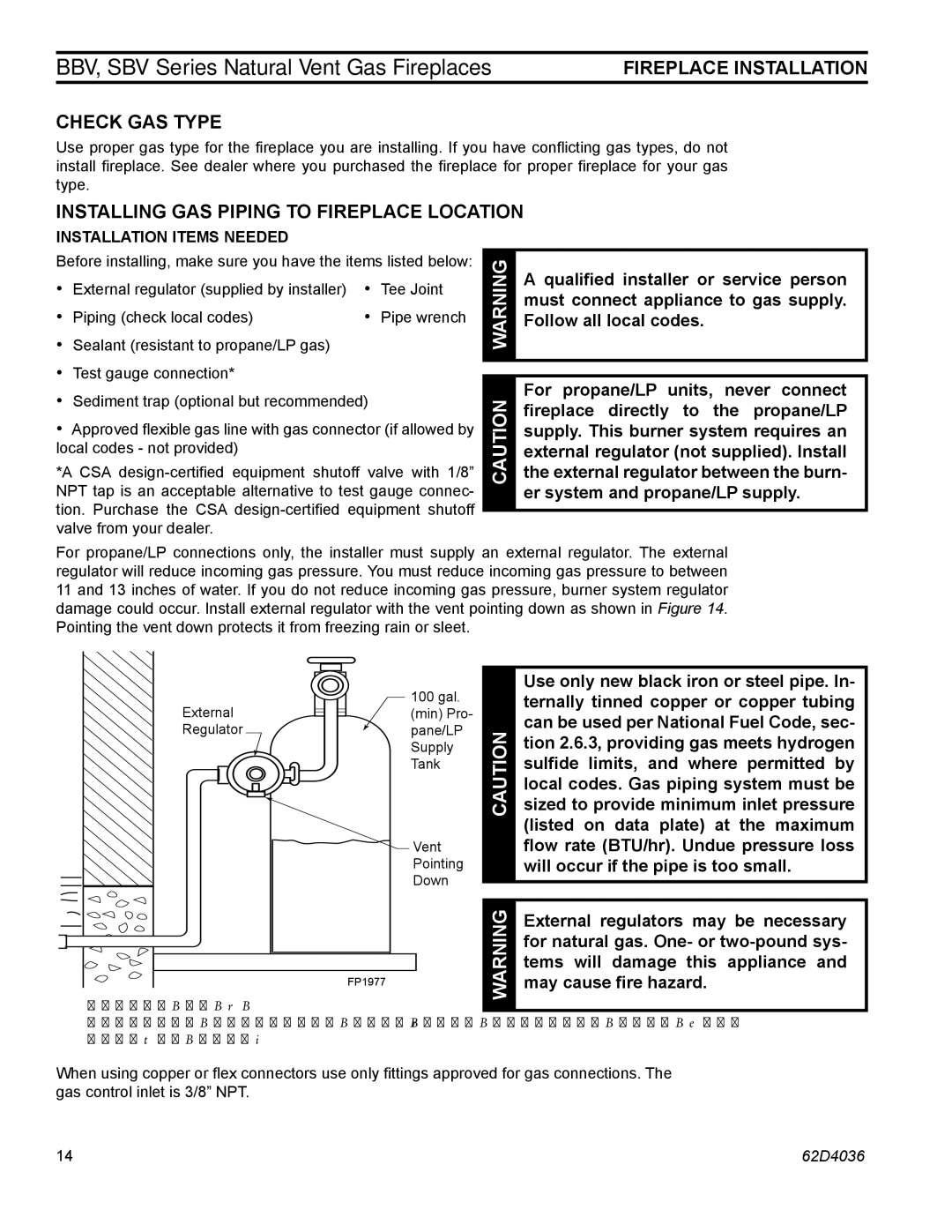 Monessen Hearth BBV400, SBV400 Check GAS Type, Installing GAS Piping to Fireplace Location, Installation Items Needed 