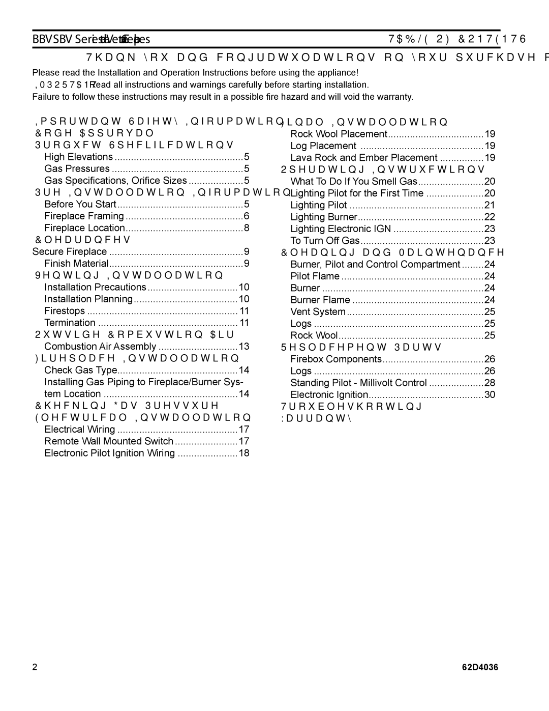 Monessen Hearth BBV400 Product Specifications, Pre-Installation Information, Venting Installation, Outside Combustion Air 