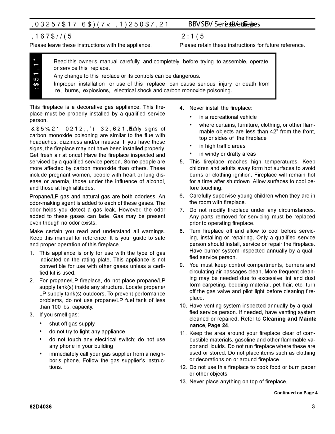 Monessen Hearth SBV400, SBV500, BBV400 operating instructions Important Safety Information, Installer, Owner 