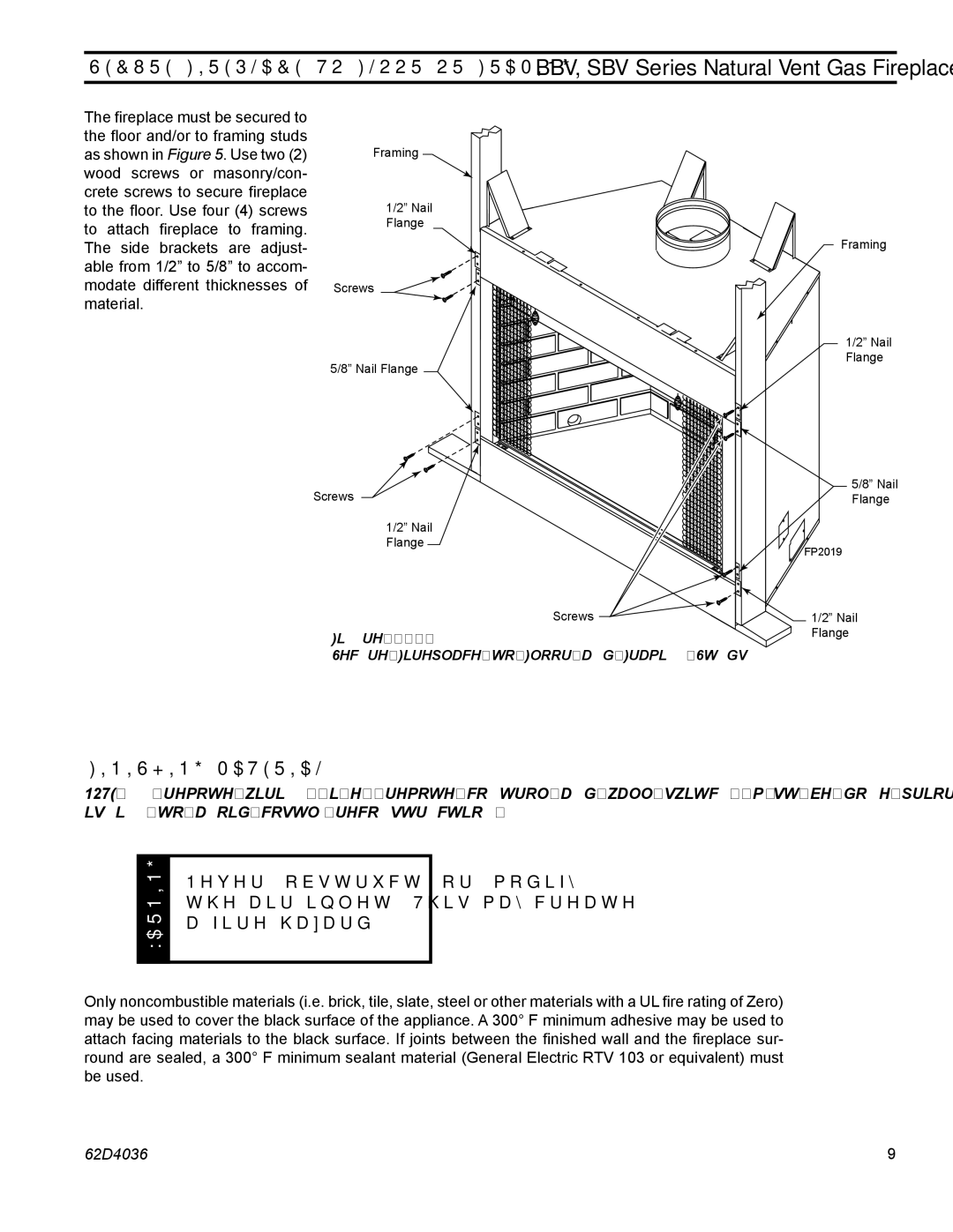 Monessen Hearth SBV400, SBV500, BBV400 operating instructions Finishing Material 