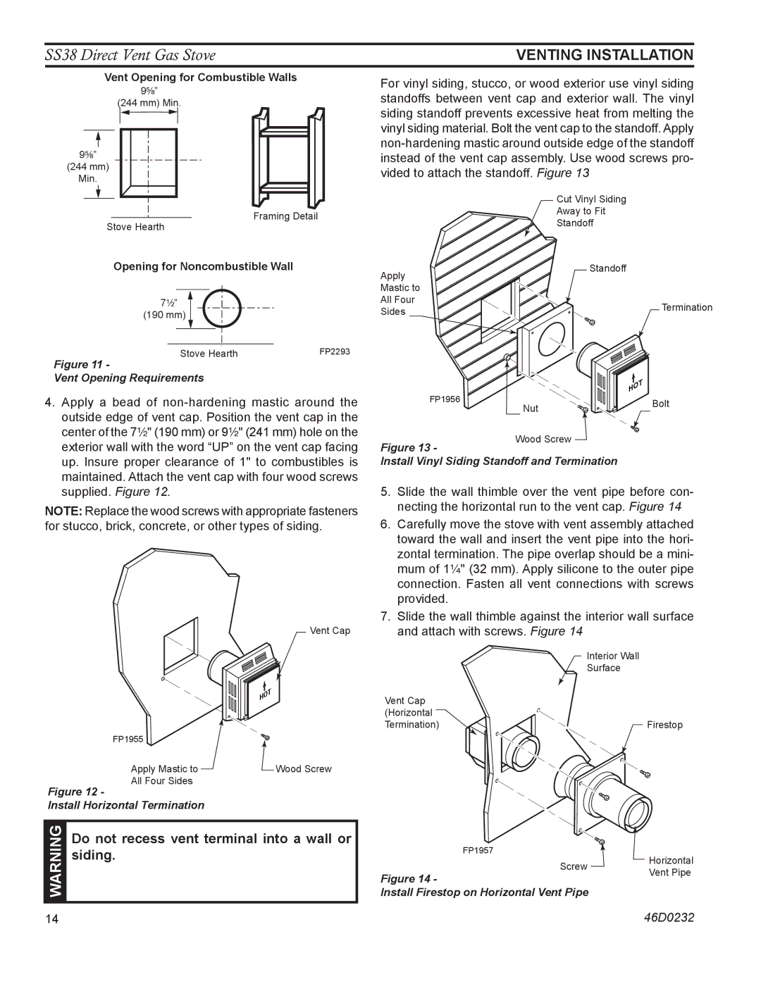 Monessen Hearth SS38 operating instructions Venting Installation 