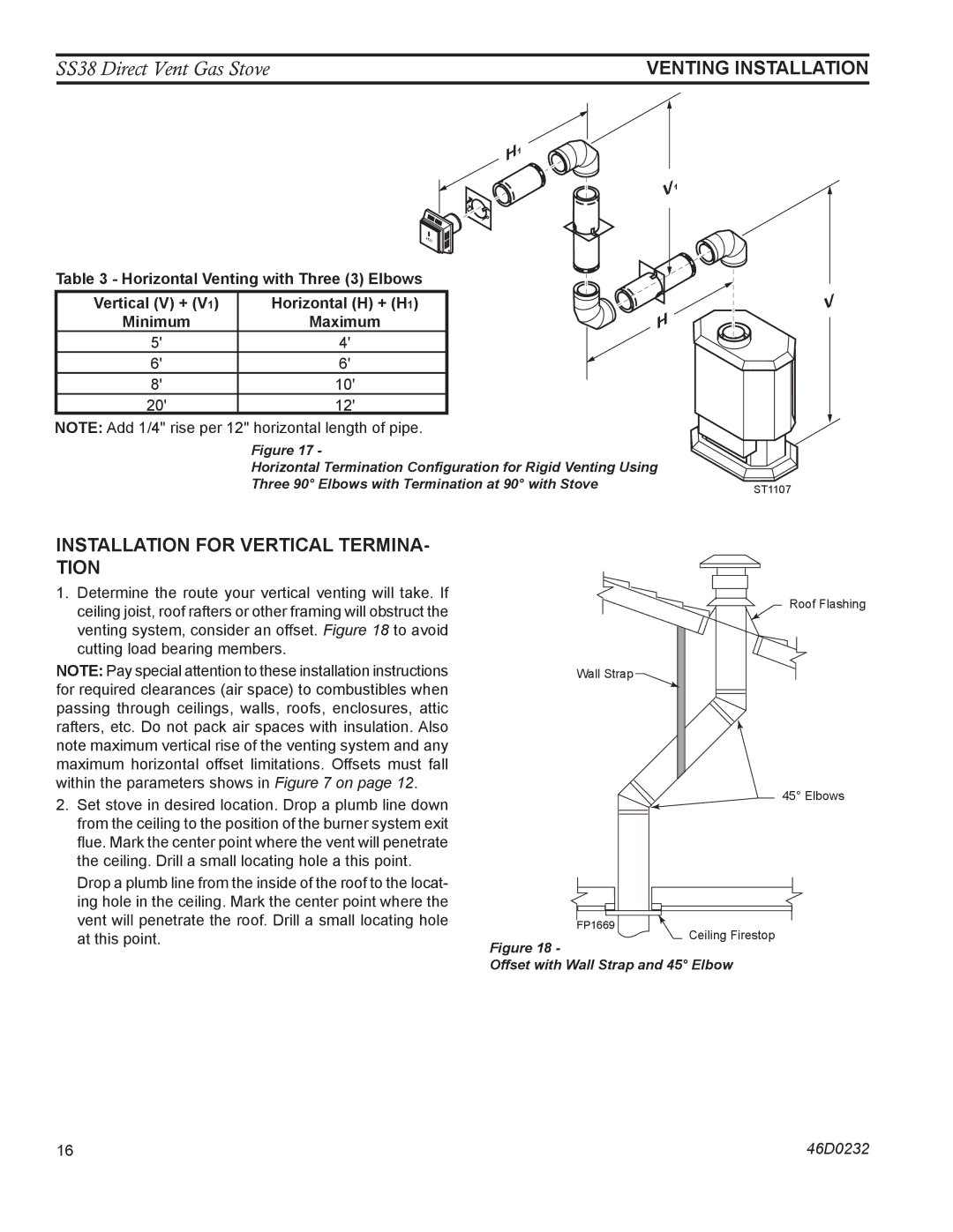 Monessen Hearth SS38 operating instructions Installation for Vertical TERMINA- Tion, Venting Installation 