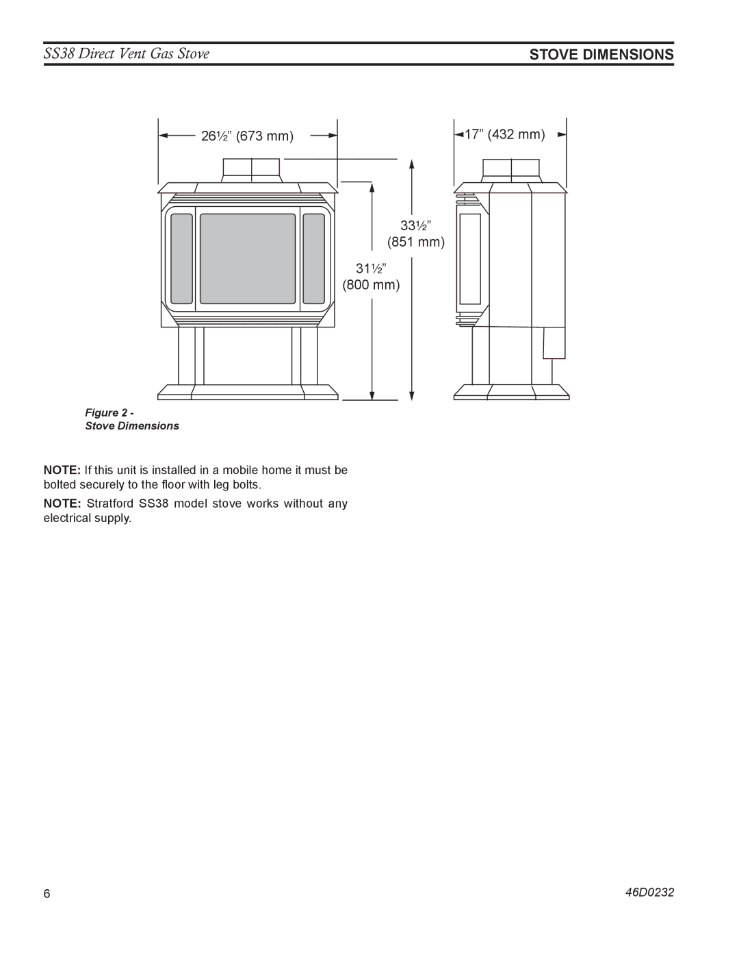 Monessen Hearth operating instructions SS38 Direct Vent Gas Stove 