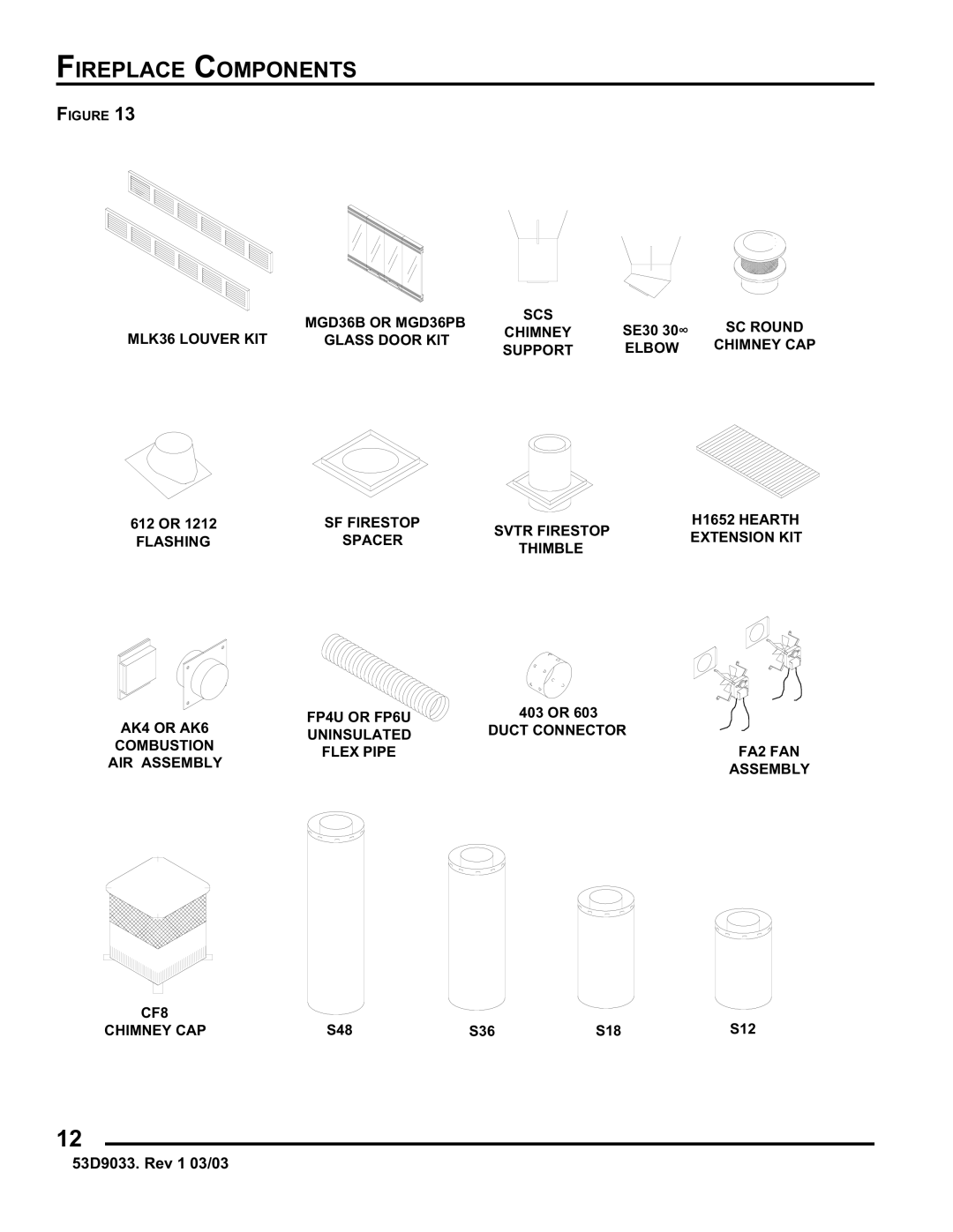 Monessen Hearth SWB400I instruction manual Fireplace Components 