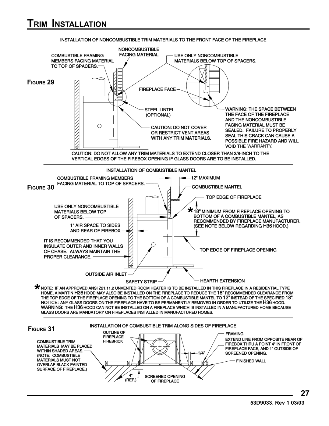 Monessen Hearth SWB400I instruction manual Framing 