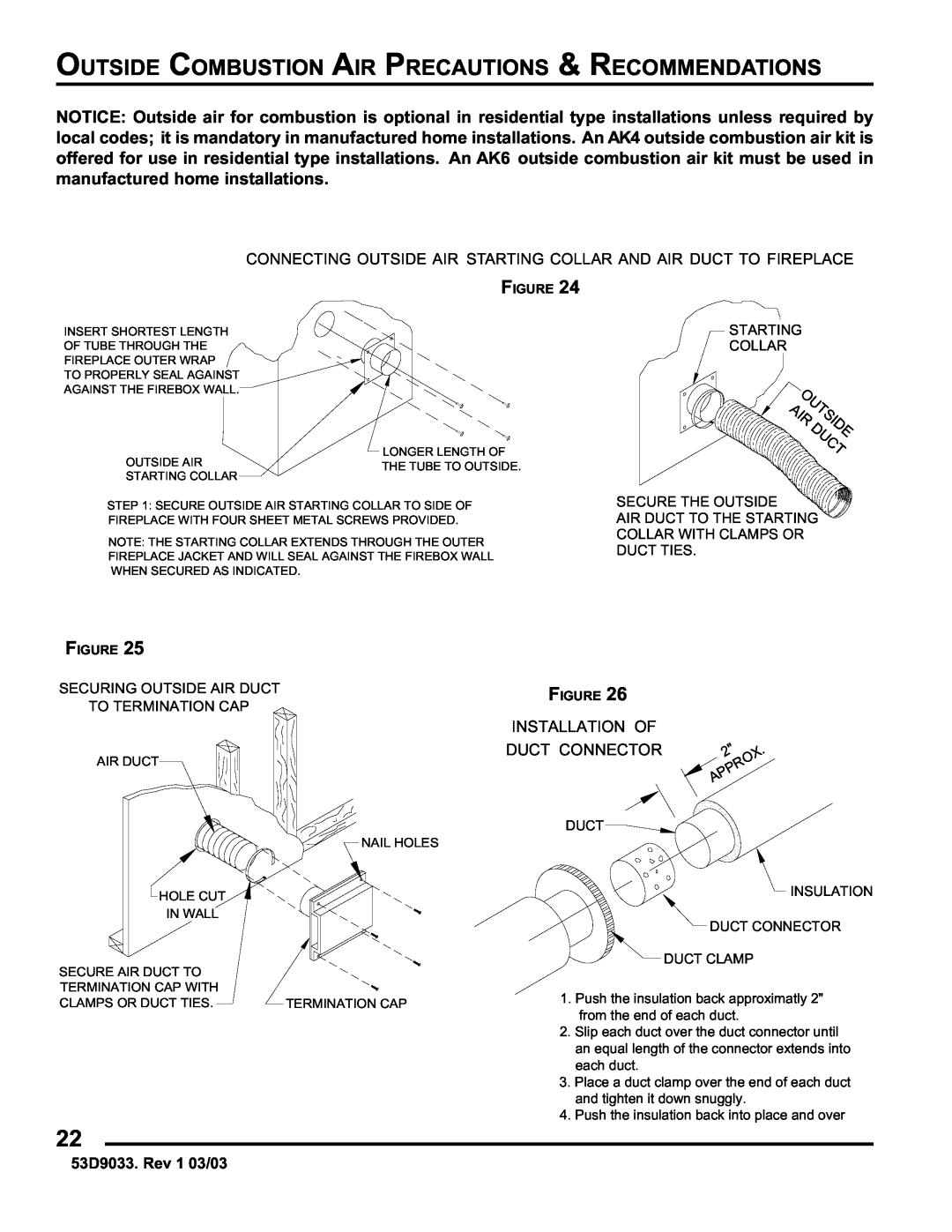 Monessen Hearth SWB400I instruction manual Installation Of, Duct Connector 