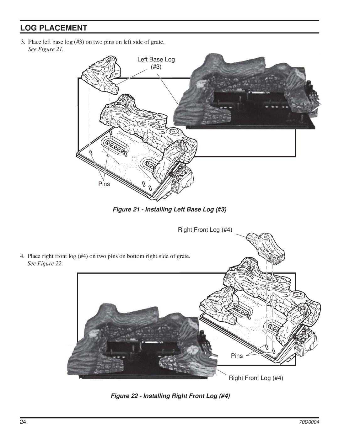 Monessen Hearth TPB30, TPB24, TPB18 manual Installing Left Base Log #3 