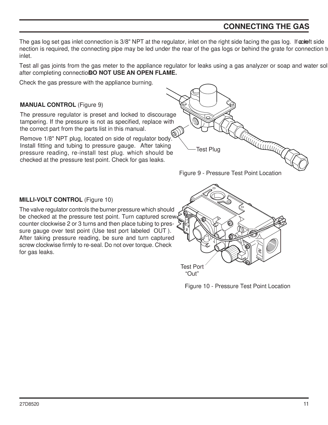 Monessen Hearth VWF18, VWF36, VWF30 manual Pressure Test Point Location 