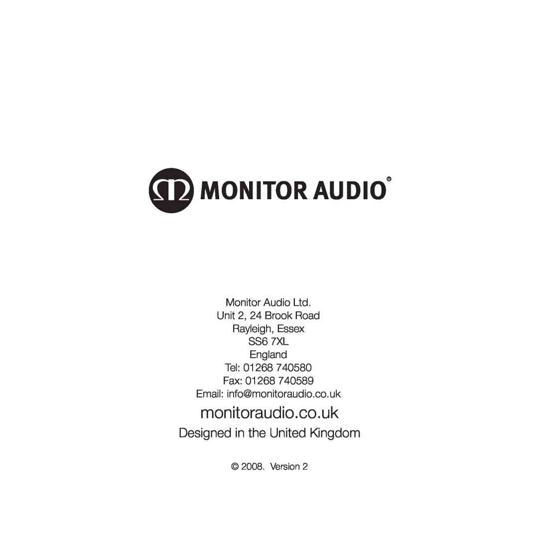 Monitor Audio 45 owner manual monitoraudio.co.uk, Designed in the United Kingdom 