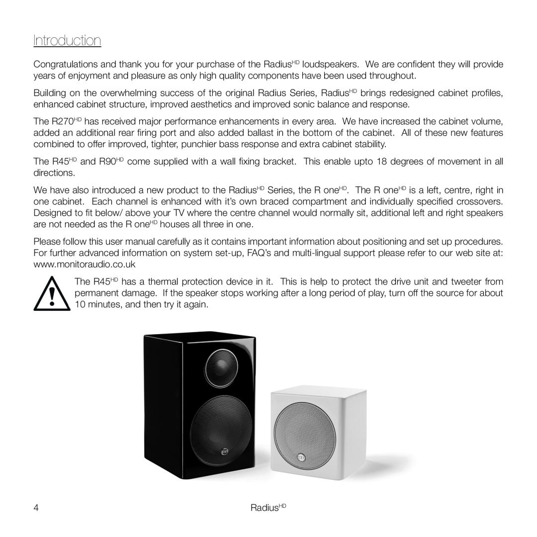 Monitor Audio 45 owner manual Introduction 