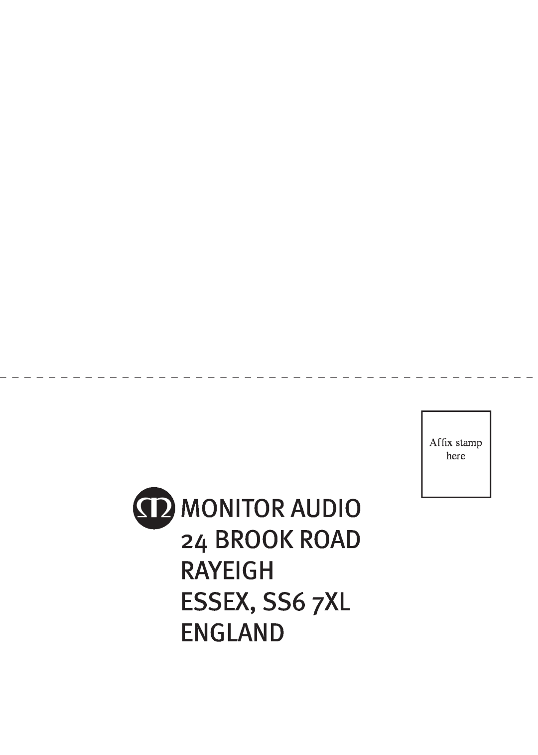 Monitor Audio GS LCR, GS FX owner manual England, Afﬁx stamp here 