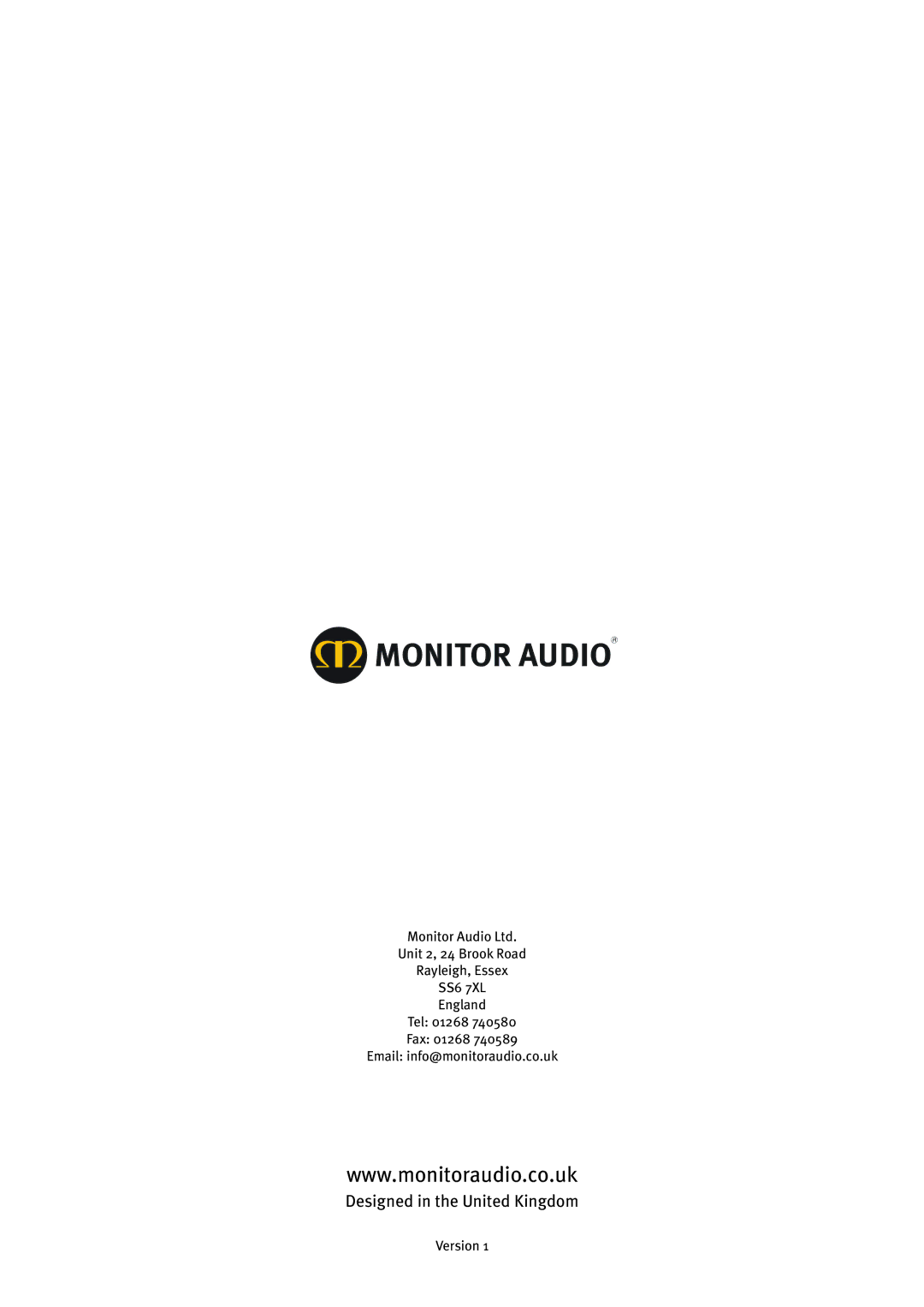 Monitor Audio GSW12 user manual Designed in the United Kingdom 