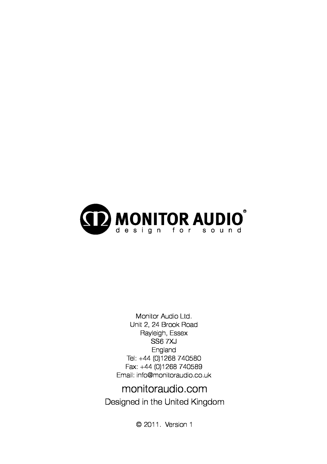 Monitor Audio GX-FX, GXC 150, GXC 350 owner manual Designed in the United Kingdom 