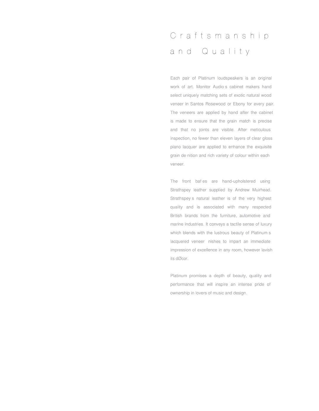 Monitor Audio Platinum Series manual A f t s m a n s h i p D Q u a l i t y 