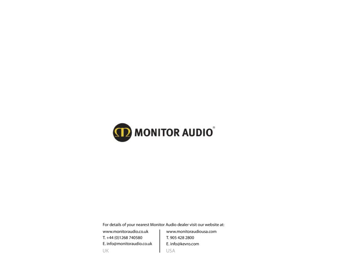 Monitor Audio Radius manual Usa 